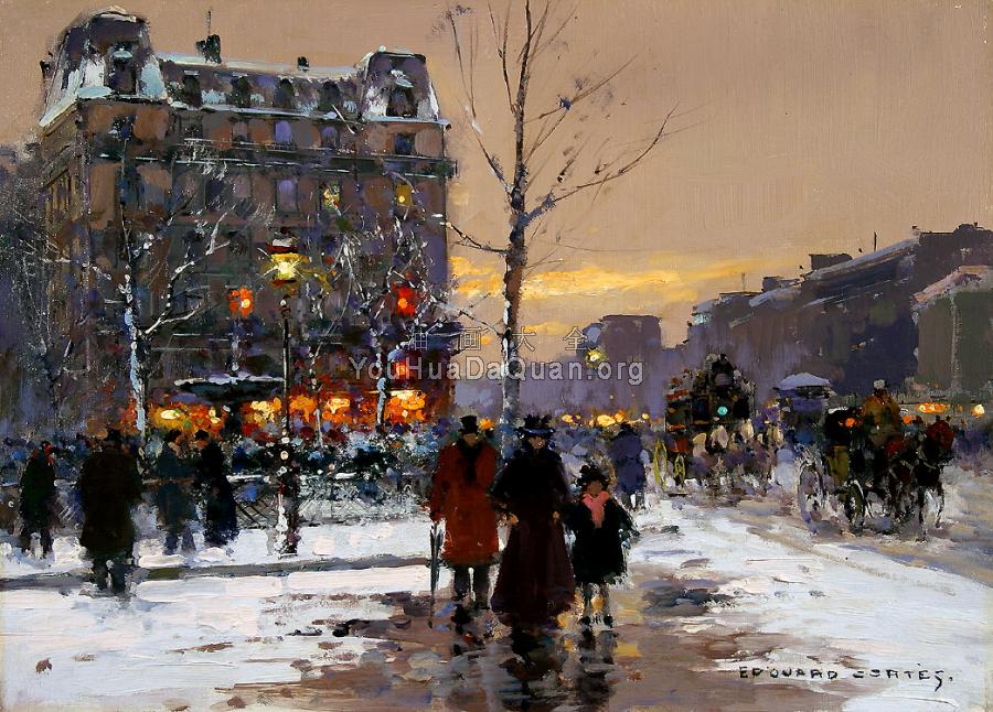 Place Pigalle, Winter - 爱德华·科尔特斯